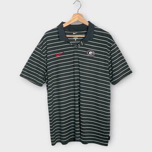 Nike Georgia Bulldogs Polo Shirt Men’s Large Gray Stripe Dri-Fit SEE NOTES